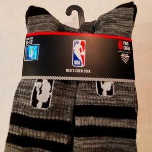 NWT Mens Net Dry NBA Logo Athlete 6 Pack NBA Crew Socks Shoe Size 6-12